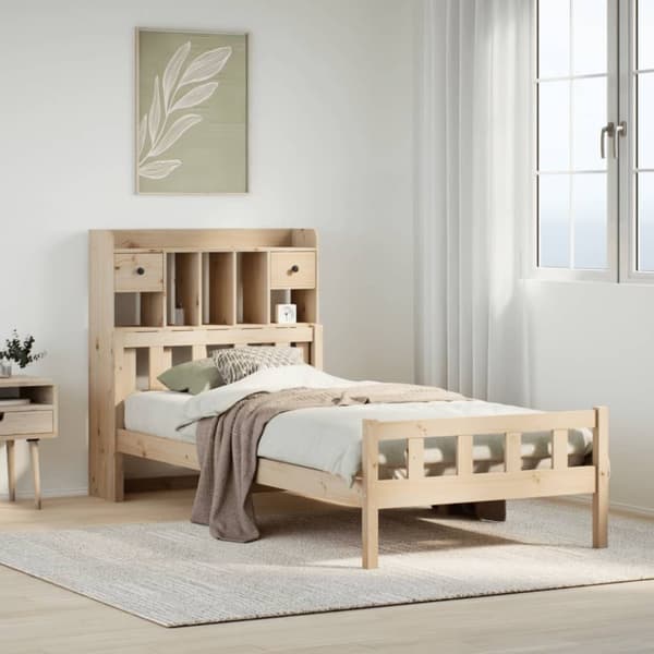 vidaXL seng med reol uden madras 90x190 cm massivt fyrretræ
