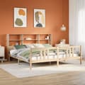 Miniatyrbilde 2 av 11: vidaXL Seng med bokhylle uten madrass 200x200 cm heltre furu