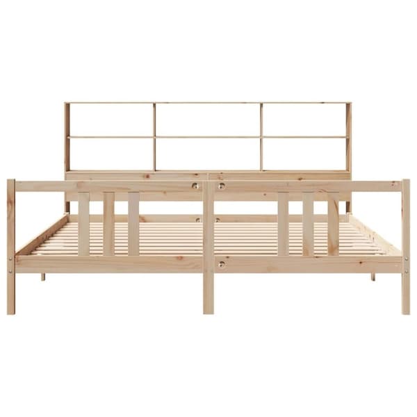 vidaXL Sänky kirjahyllyllä ilman patjaa 200x200 cm täysi mänty