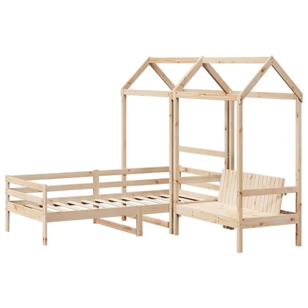 vidaXL Sohvasänky ja penkkisarja katoksella 80x200 cm täysi mänty