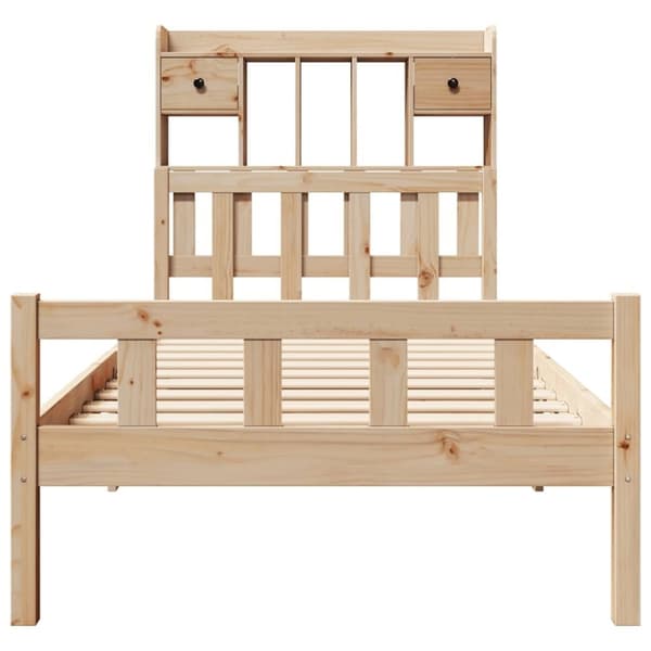 vidaXL Seng med bokhylle uten madrass 90x190 cm heltre furu