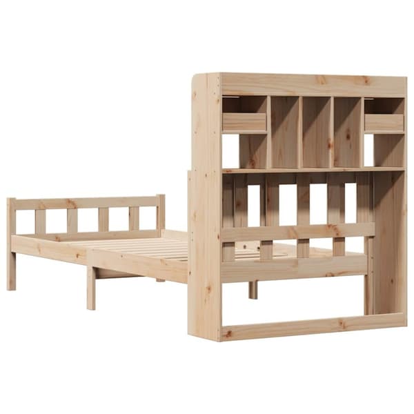 vidaXL Seng med bokhylle uten madrass 90x190 cm heltre furu