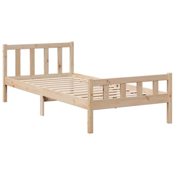 vidaXL Seng med bokhylle uten madrass 90x190 cm heltre furu