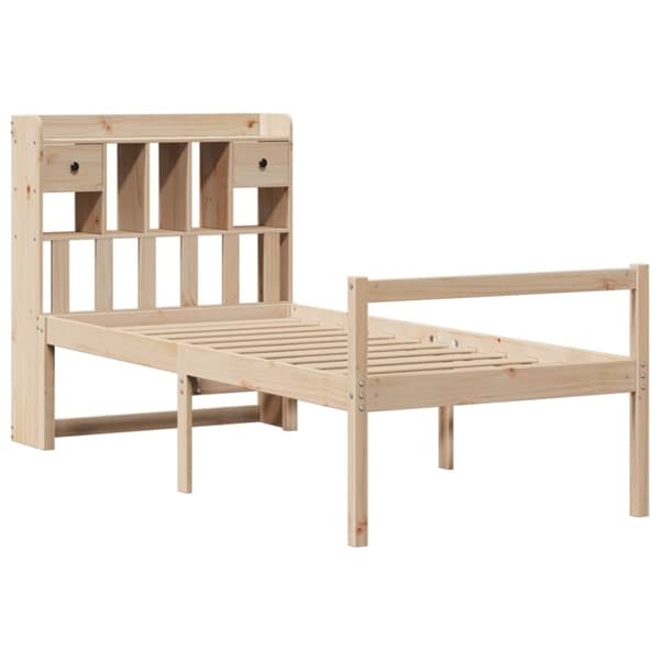 vidaXL Seng med bokhylle uten madrass 100x200 cm heltre furu