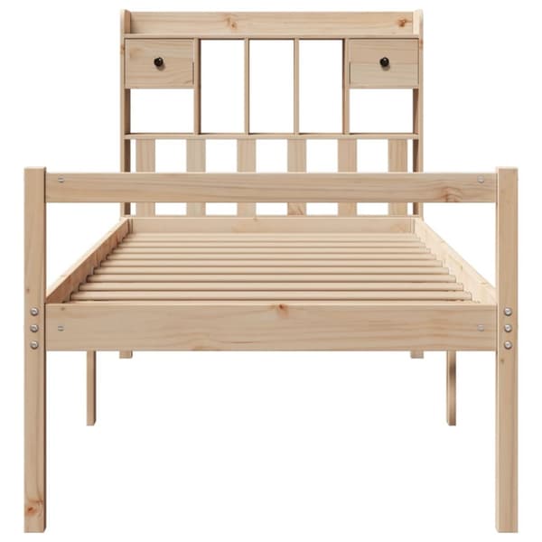 vidaXL Seng med bokhylle uten madrass 100x200 cm heltre furu