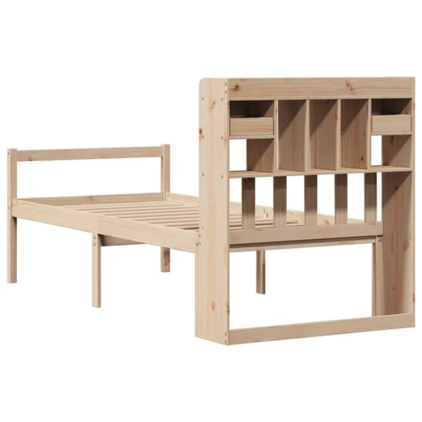 vidaXL Seng med bokhylle uten madrass 100x200 cm heltre furu