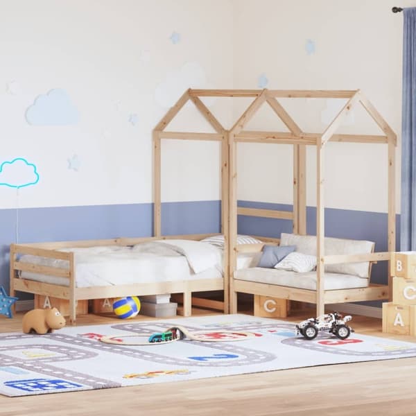 vidaXL Dagbädd med bänk och tak 80x200 cm massiv furu