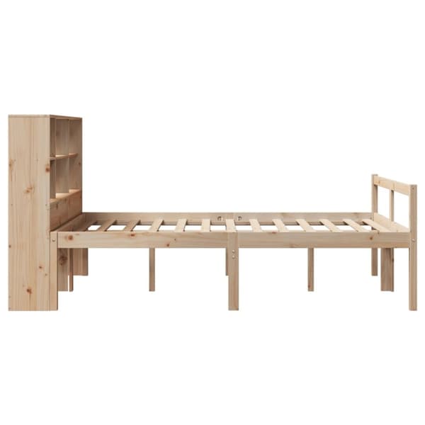 vidaXL Seng med bokhylle uten madrass 140x200 cm heltre furu