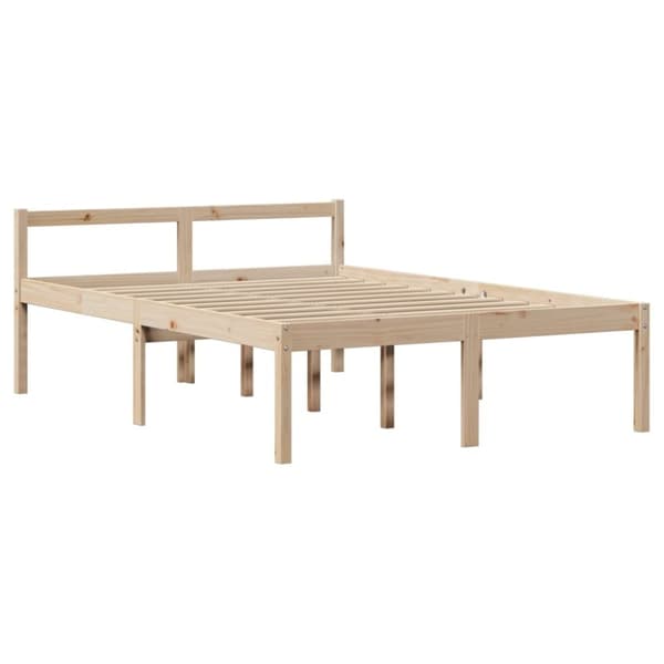 vidaXL Seng med bokhylle uten madrass 140x200 cm heltre furu