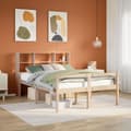Miniatyrbilde 2 av 11: vidaXL Seng med bokhylle uten madrass 140x200 cm heltre furu