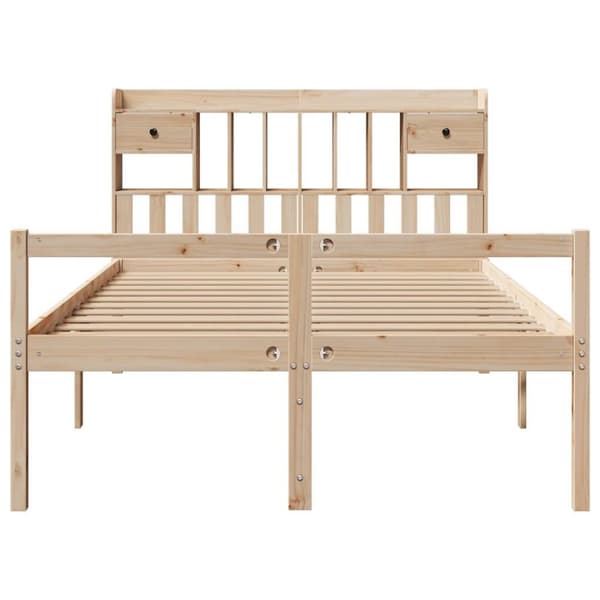 vidaXL Seng med bokhylle uten madrass 140x200 cm heltre furu