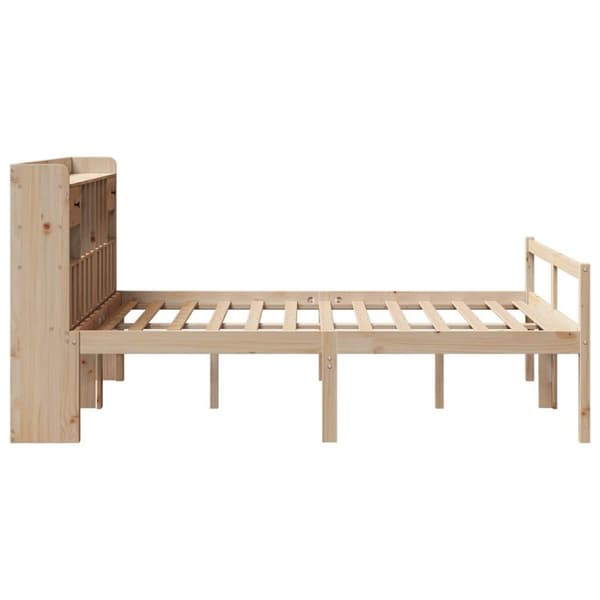 vidaXL Seng med bokhylle uten madrass 140x200 cm heltre furu