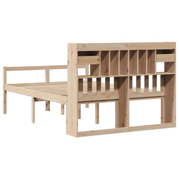 vidaXL Seng med bokhylle uten madrass 140x200 cm heltre furu