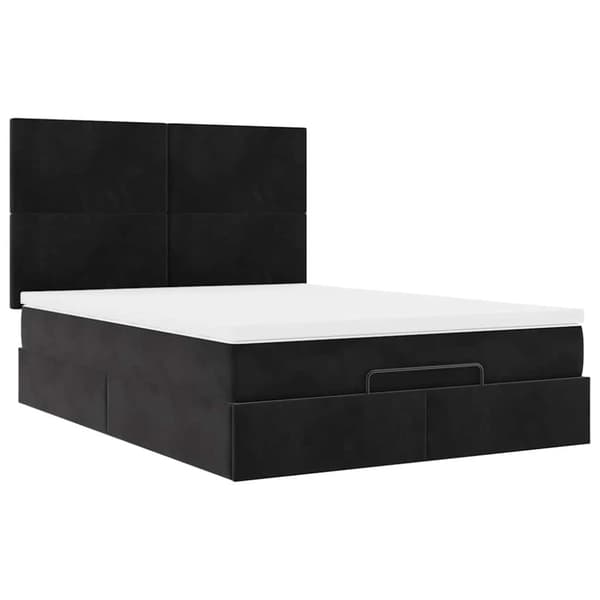 vidaXL osmannisk sengeramme med madrasser 140x190 cm fløjl sort