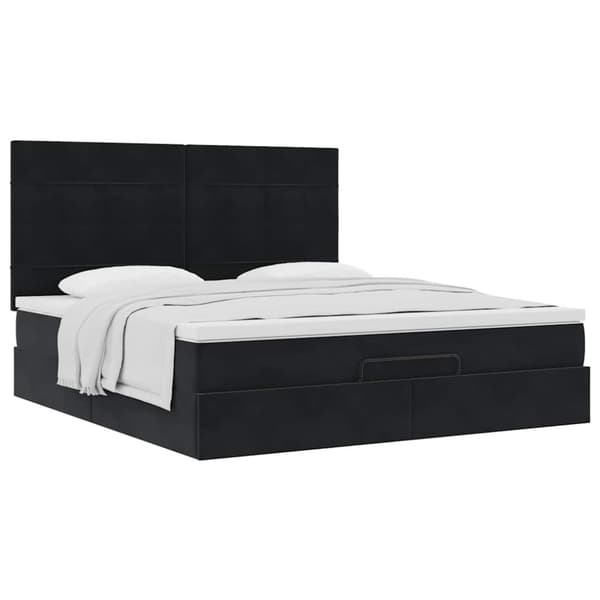 vidaXL Ottoman sengeramme med madrasser svart 180x200cm fløyel