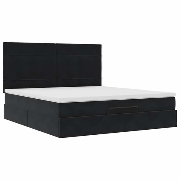 vidaXL Ottoman sengeramme med madrasser svart 180x200cm fløyel
