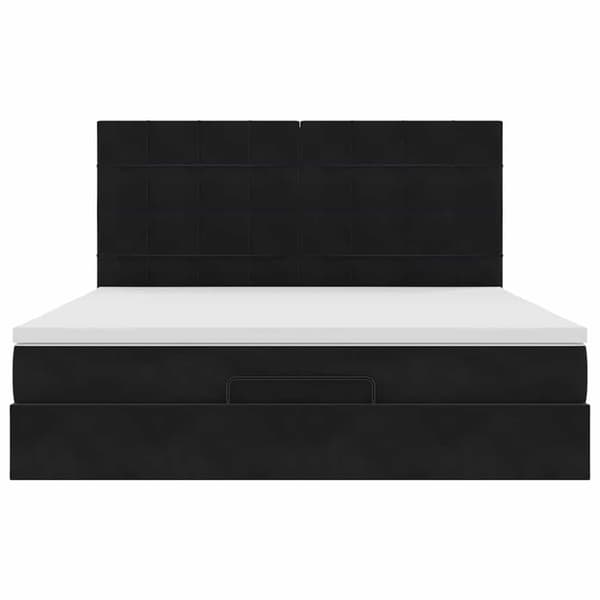vidaXL Ottoman sengeramme med madrasser svart 180x200cm fløyel