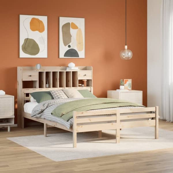 vidaXL seng med reol uden madras 160x200 cm massivt fyrretræ