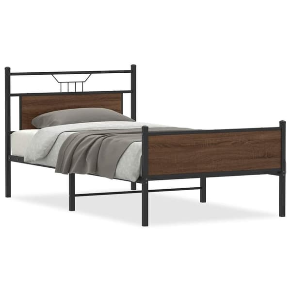 vidaXL sengeramme 100x190 cm uden madras konstrueret træ brunt eg