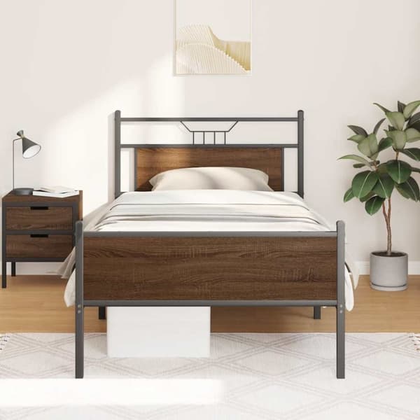 vidaXL sengeramme 100x190 cm uden madras konstrueret træ brunt eg