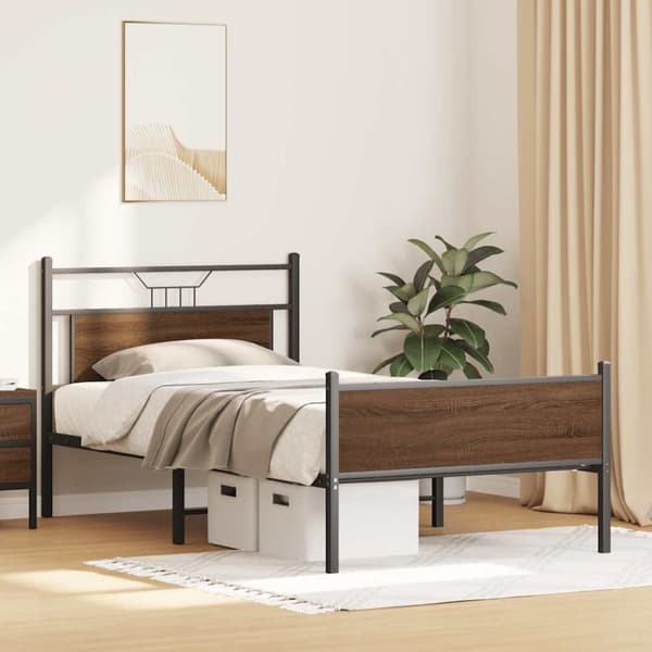 vidaXL sengeramme 100x190 cm uden madras konstrueret træ brunt eg