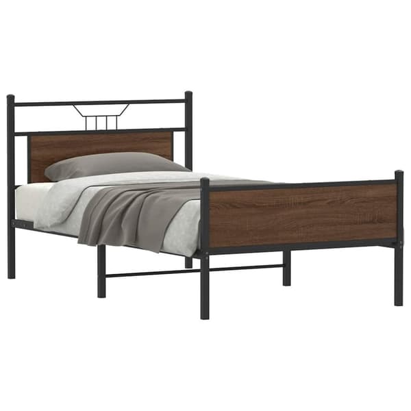 vidaXL sengeramme 100x190 cm uden madras konstrueret træ brunt eg