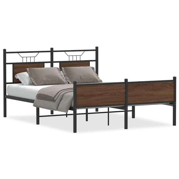 vidaXL sengeramme 137x190 cm uden madras konstrueret træ brunt eg