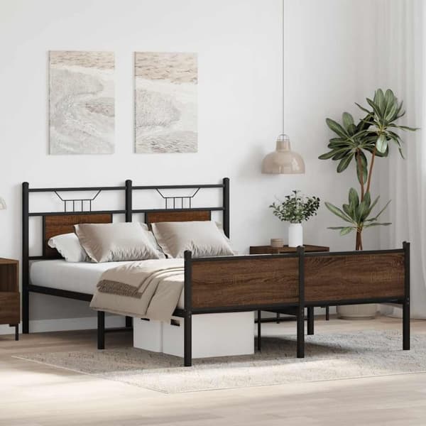 vidaXL sengeramme 137x190 cm uden madras konstrueret træ brunt eg
