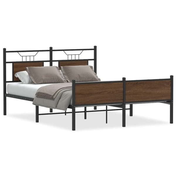 vidaXL sengeramme 140x190 cm uden madras konstrueret træ brunt eg