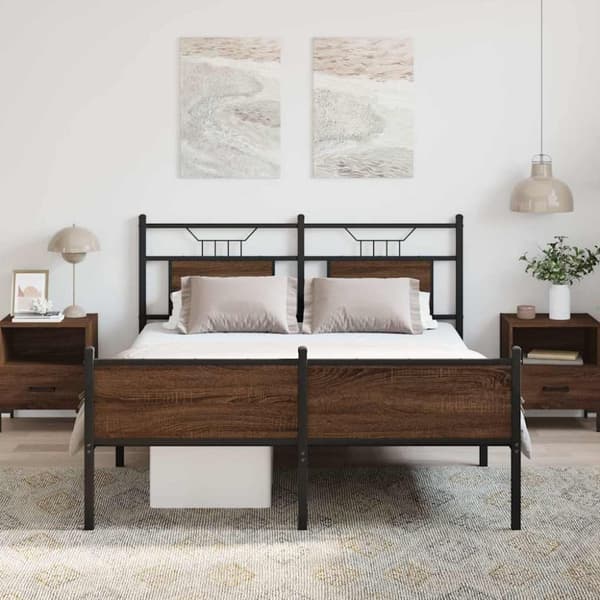 vidaXL sengeramme 140x190 cm uden madras konstrueret træ brunt eg