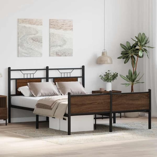 vidaXL sengeramme 140x190 cm uden madras konstrueret træ brunt eg