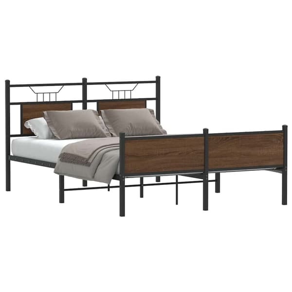 vidaXL sengeramme 140x190 cm uden madras konstrueret træ brunt eg