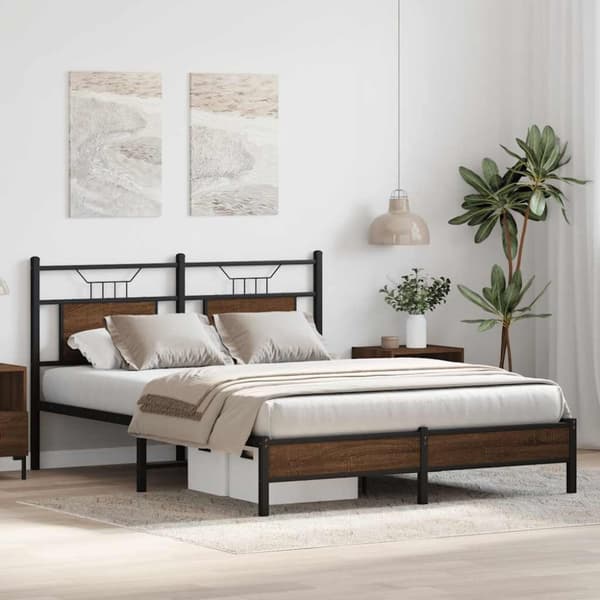vidaXL sengeramme 150x200 cm uden madras konstrueret træ brunt eg