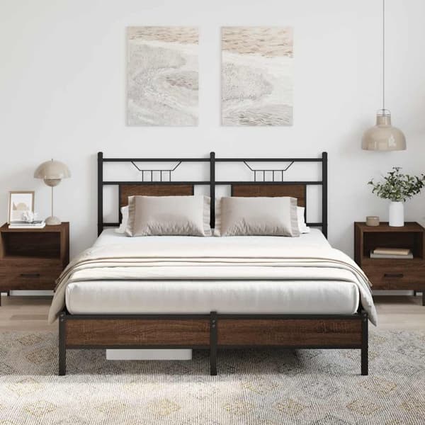vidaXL sengeramme 150x200 cm uden madras konstrueret træ brunt eg