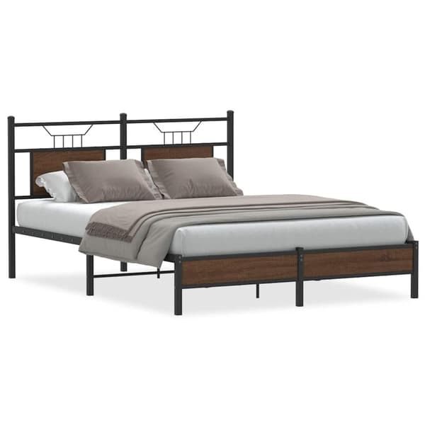 vidaXL sengeramme 150x200 cm uden madras konstrueret træ brunt eg