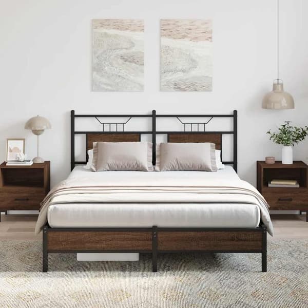 vidaXL Sängynrunko ilman patjaa ruskea tammi 140x190 cm tekninen puu