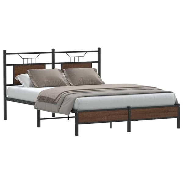 vidaXL Sängynrunko ilman patjaa ruskea tammi 140x190 cm tekninen puu