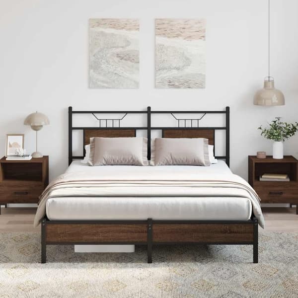 vidaXL sengeramme 140x200 cm uden madras konstrueret træ brunt eg