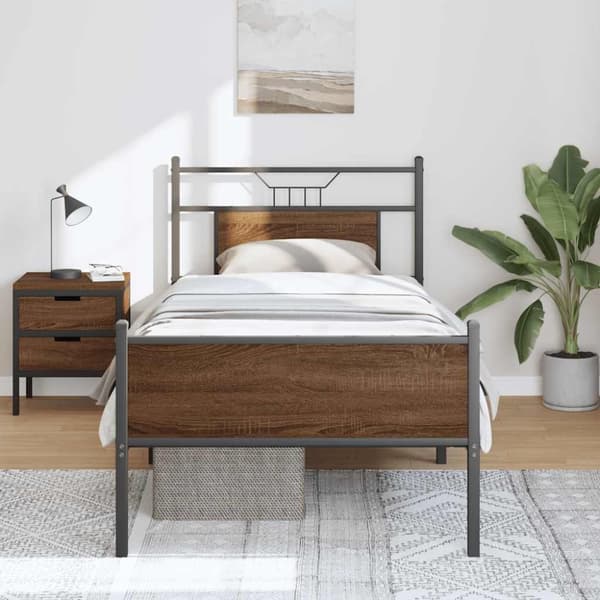 vidaXL Sengeramme uten madrass brun eik 75x190 cm konstruert tre
