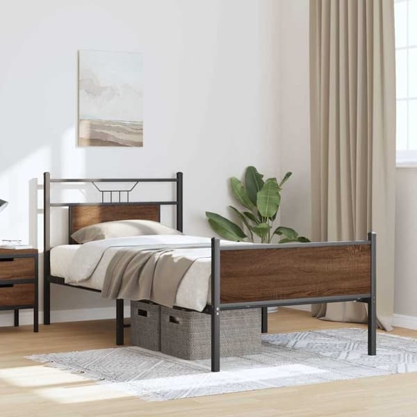 vidaXL Sengeramme uten madrass brun eik 75x190 cm konstruert tre