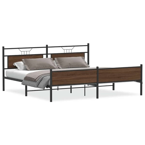 vidaXL Sengeramme i metall uten madrass brun eik 193x203 cm