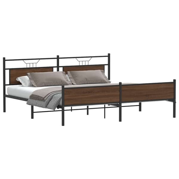 vidaXL Sengeramme i metall uten madrass brun eik 193x203 cm