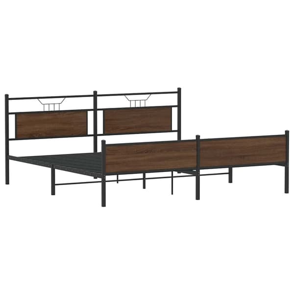vidaXL Sengeramme i metall uten madrass brun eik 193x203 cm
