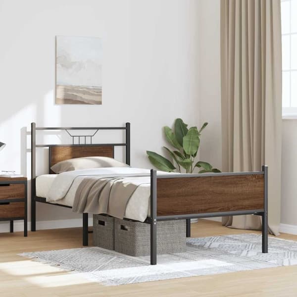 vidaXL sengeramme 80x200 cm uden madras konstrueret træ brunt eg