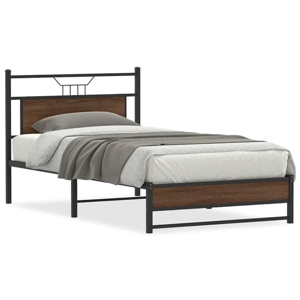 vidaXL sengeramme 100x190 cm uden madras konstrueret træ brunt eg