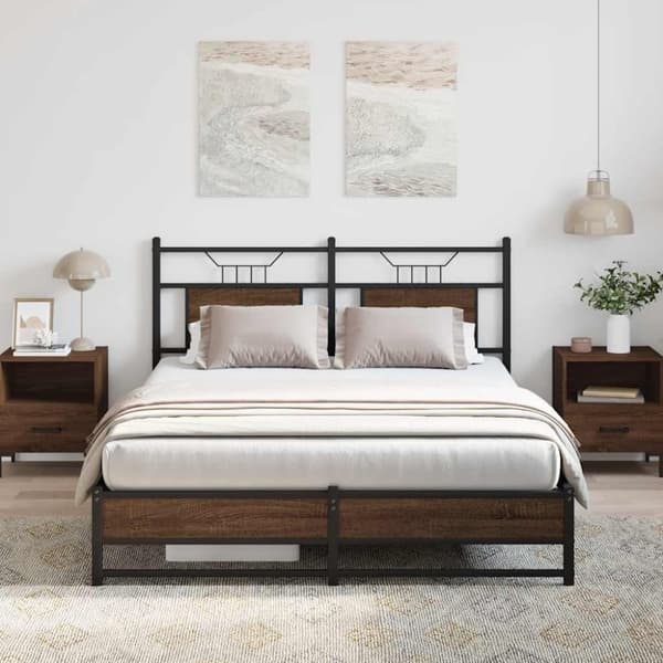 vidaXL Sängynrunko ilman patjaa ruskea tammi 150x200 cm tekninen puu