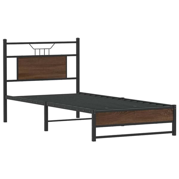vidaXL Sängynrunko ilman patjaa ruskea tammi 90x200 cm tekninen puu