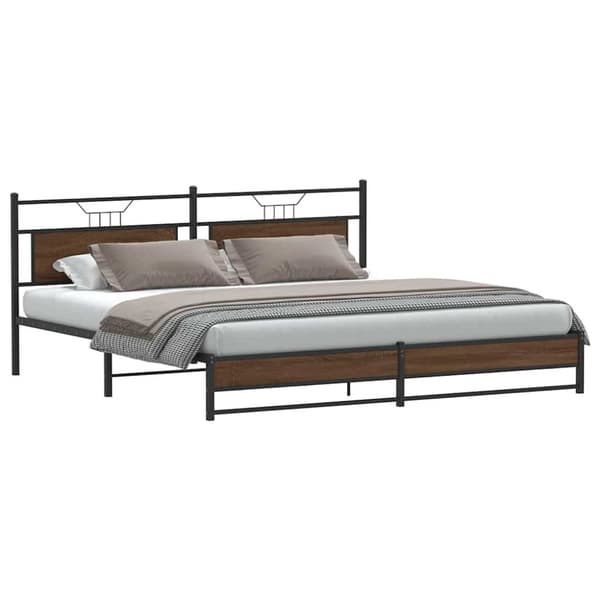 vidaXL Metallinen sängynrunko ruskea tammi 193x203 cm