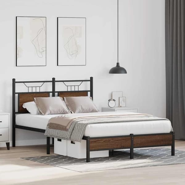 vidaXL Sengeramme uten madrass brun eik 120x190 cm konstruert tre