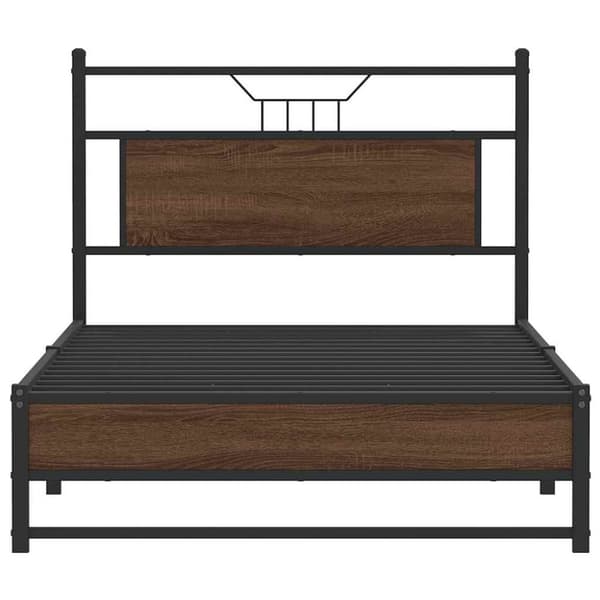 vidaXL Sängram utan madrass brun ek 100x190 cm konstruerad trä